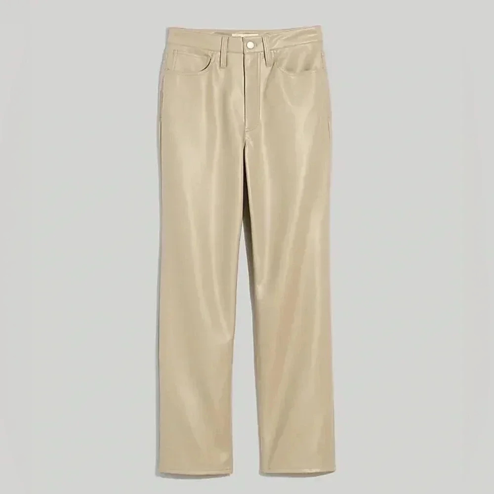 Madewell The Perfect Vintage Straight Jean: Faux Leather Edition Size 28 Pumice